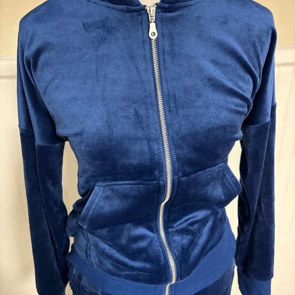 Felina Women's Navy Velour Track Suit - Picture 2 of 6